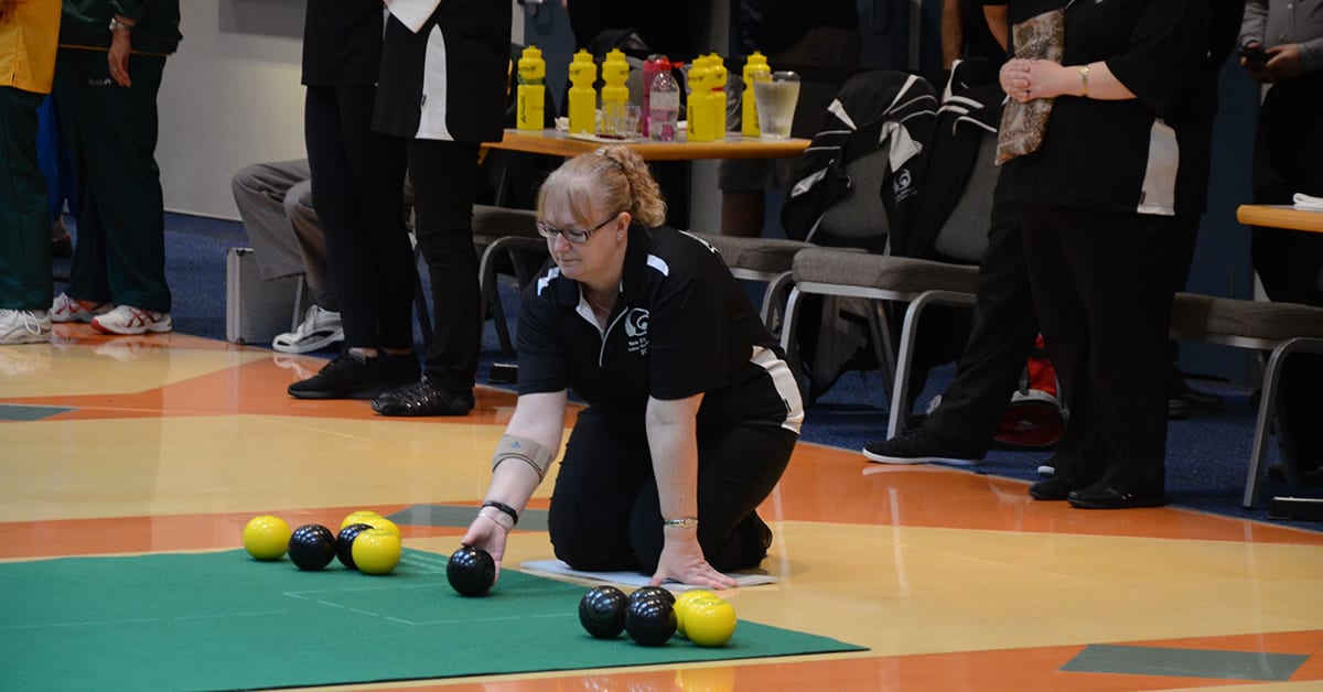 Fiona represents New Zealand in indoor bowls with the Mat Blacks Ma